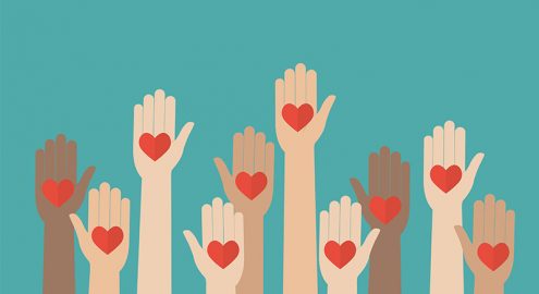 Raised hands volunteering